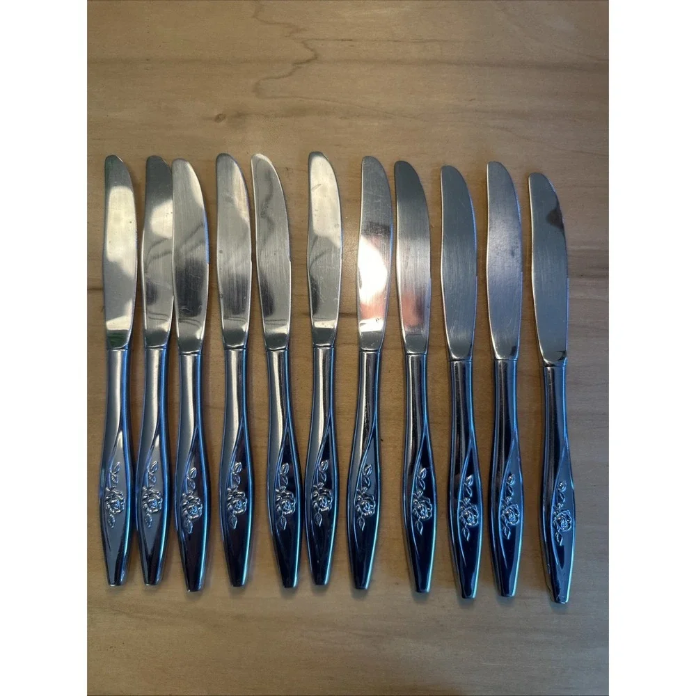 Lot (11) Oneida Oneidacraft LASTING ROSE Deluxe‎ Stainless 8.5
